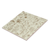 Wildblumen-Collage/ beige und sepia Fliese (Seite)