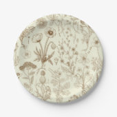 Wildblumen-Collage/ beige und sepia Pappteller (Vorderseite)