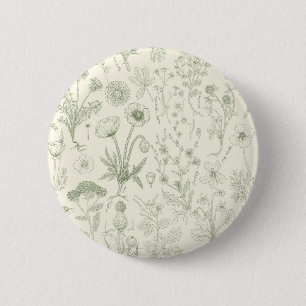 Wildblumen-Collage/ cremeweiß und Salbei Button