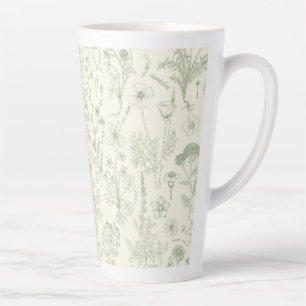 Wildblumen-Collage/ cremeweiß und Salbei Milchtasse