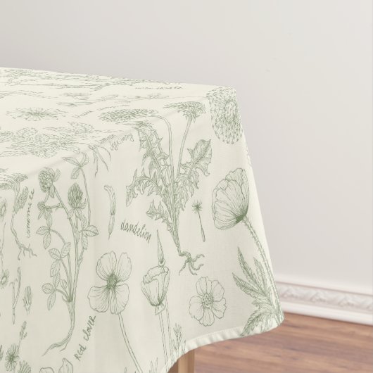 Wildblumen-Collage/ cremeweiß und Salbei Tischdecke (Beispiel)