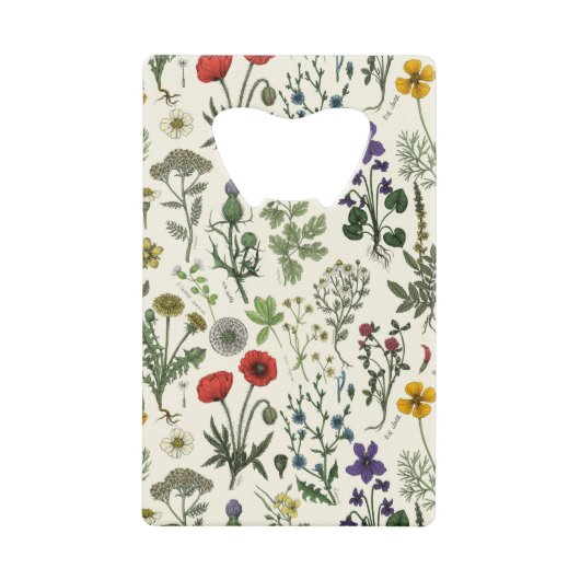 Wildblumen-Collage Geldbeutel Flaschenöffner (Vorderseite)