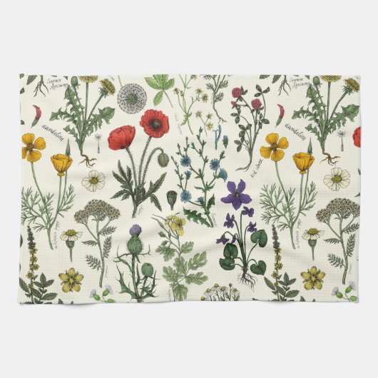 Wildblumen-Collage Geschirrtuch (Horizontal)