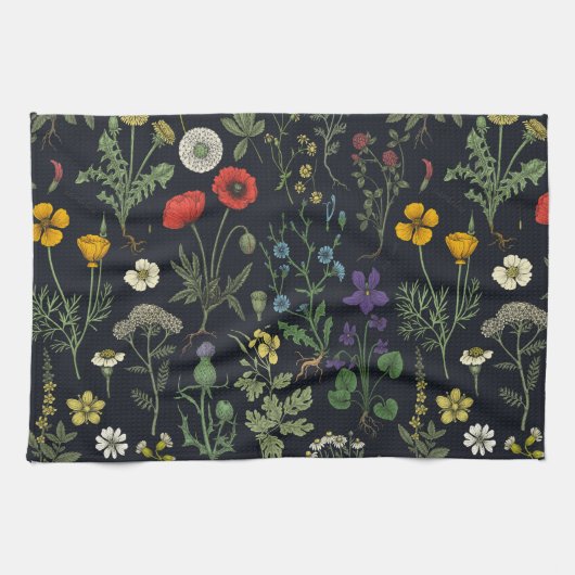 Wildblumen-Collage Geschirrtuch (Horizontal)