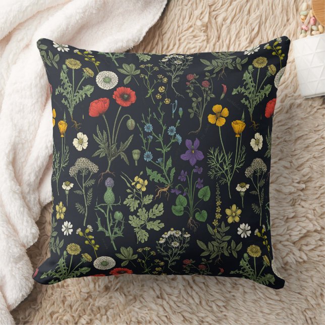 Wildblumen-Collage Kissen (Decke)