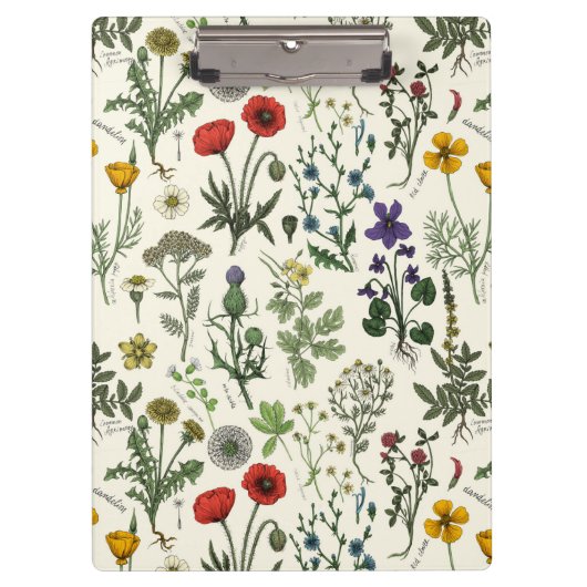 Wildblumen-Collage Klemmbrett (Vorderseite)