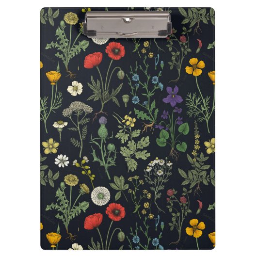 Wildblumen-Collage Klemmbrett (Vorderseite)