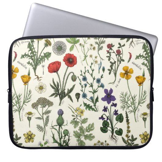 Wildblumen-Collage Laptopschutzhülle (Vorderseite)
