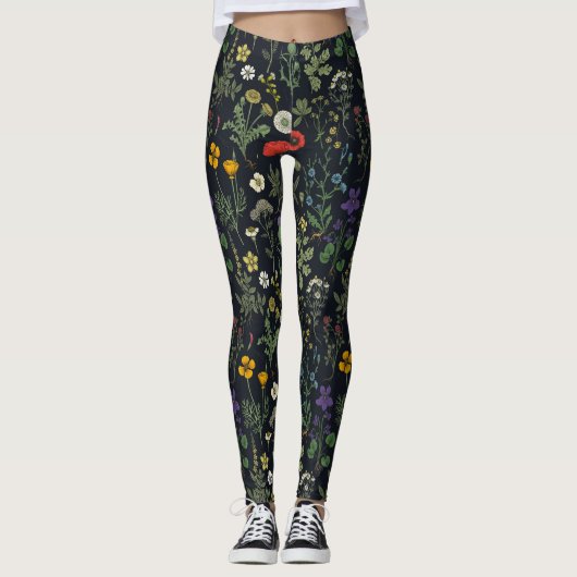 Wildblumen-Collage Leggings (Vorderseite)