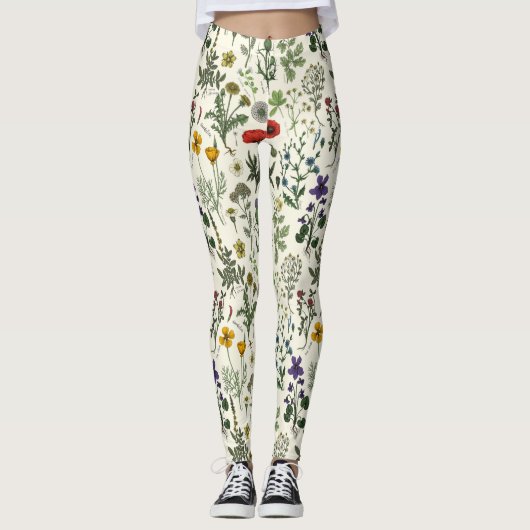 Wildblumen-Collage Leggings (Vorderseite)