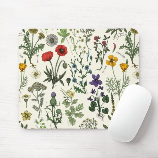 Wildblumen-Collage Mousepad (Mit Mouse)