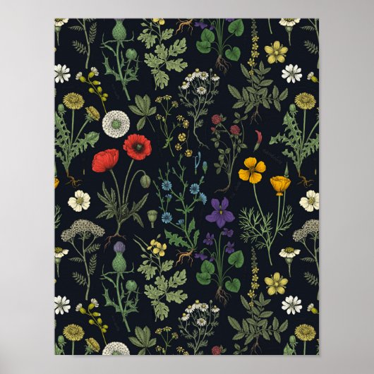 Wildblumen-Collage Poster (Vorne)