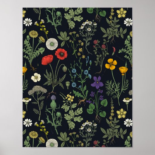 Wildblumen-Collage Poster (Vorne)