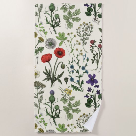 Wildblumen-Collage Strandtuch (Vorderseite)