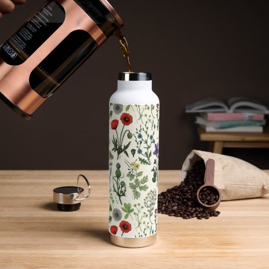 Wildblumen-Collage Trinkflasche (Kaffee)
