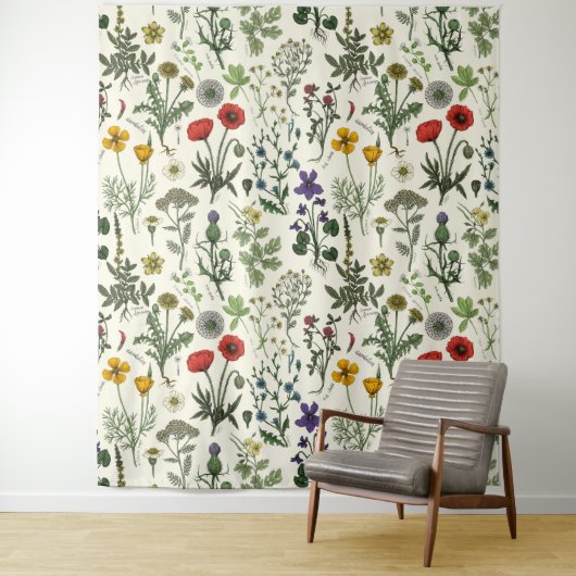 Wildblumen-Collage Wandteppich (Beispiel)