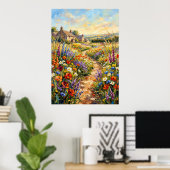Wildblumen-Cottage Landschaftsposter | Impressioni Poster (Heimbüro)