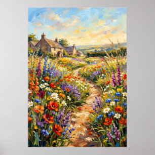 Wildblumen-Cottage Landschaftsposter   Impressioni Poster