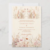Wildblumen Creme boho Luxus Hochzeit Einladung (Vorderseite)