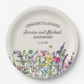 Wildblumen-Creme Pappteller (Vorderseite)