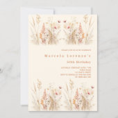 Wildblumen Creme peach Geburtstag Einladung (Vorderseite)