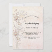 Wildblumen cremefarben Luxus Geburtstag Einladung (Vorderseite)