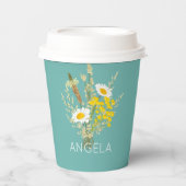 Wildblumen Daisies Floral Bouquet Individuelle Nam Pappbecher (Vorderseite)