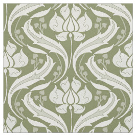 Wildblumen Damask Olive Green Stoff
