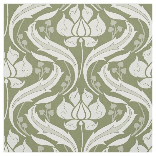 Wildblumen Damask Olive Green Stoff (Muster)
