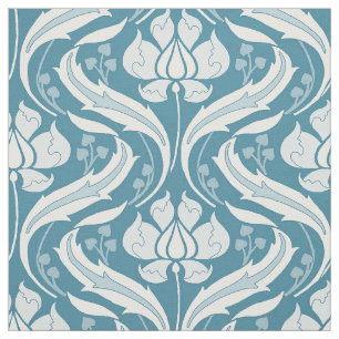 Wildblumen Damask Peacock Blue Stoff