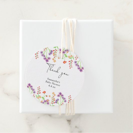 Wildblumen danke Babydusche Geschenkanhänger (Beispiel)