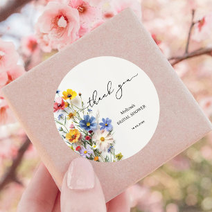 Wildblumen Danke Brautparty Runder Aufkleber