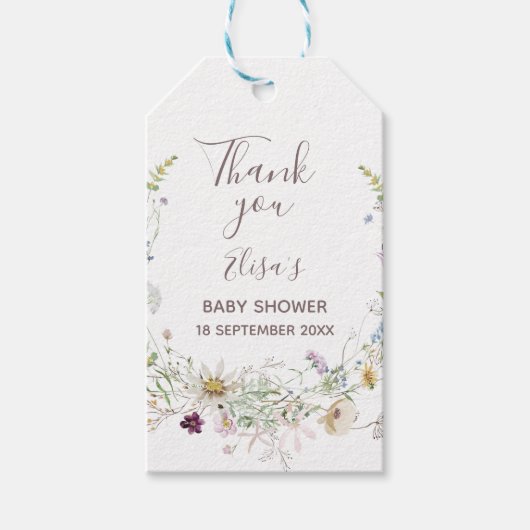 Wildblumen Danke, Tag, Geschenkmarke Geschenkanhänger (Vorderseite)