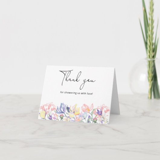 Wildblumen danken dir Baby Shower Dankeskarte (Vorderseite)