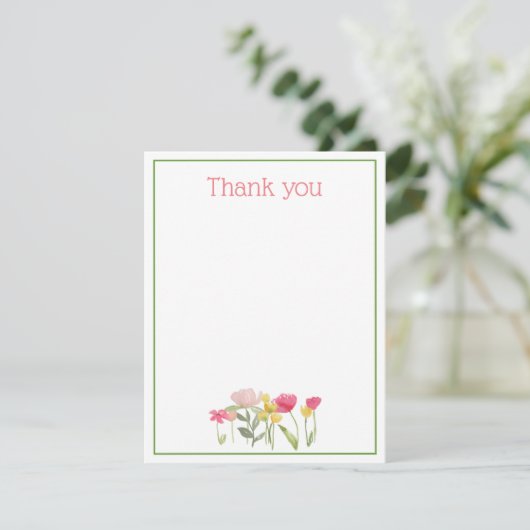 Wildblumen Dankeskarte (Stehend Vorderseite)