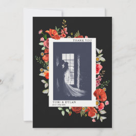 Wildblumen Dark Wedding Foto Dankeskarte