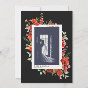 Wildblumen Dark Wedding Foto Dankeskarte