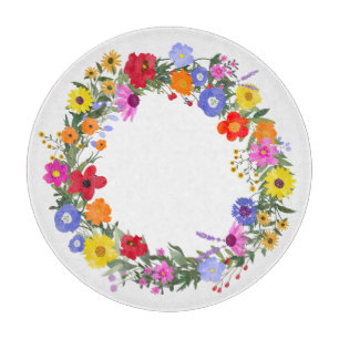 Wildblumen Decorative Glaszuschnitt 12" Schneidebrett