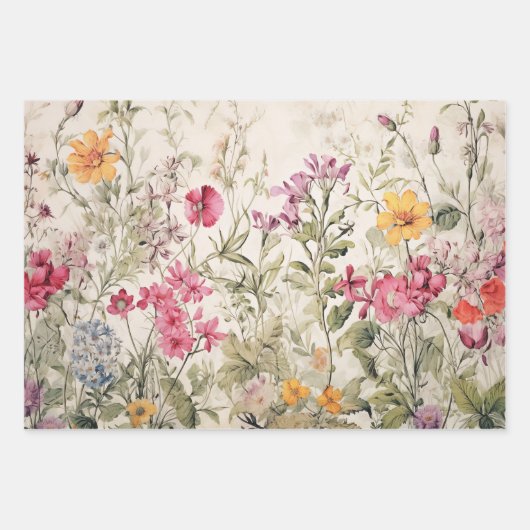 WILDBLUMEN DEKORATIVE PAPIERSET GESCHENKPAPIER SET (Vorderseite 2)