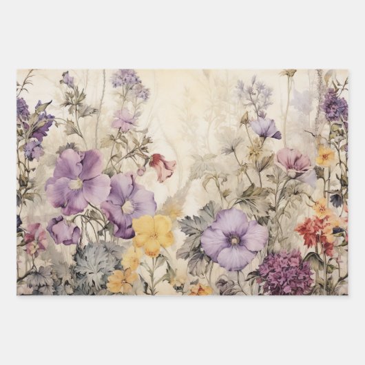 WILDBLUMEN DEKORATIVE PAPIERSET GESCHENKPAPIER SET (Vorderseite)