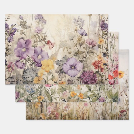 WILDBLUMEN DEKORATIVE PAPIERSET GESCHENKPAPIER SET (Set)