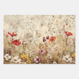 WILDBLUMEN DEKORATIVE PAPIERSET GESCHENKPAPIER SET