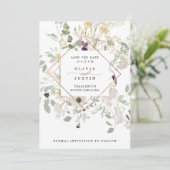 Wildblumen | Delikate Rose Gold Geometric Save The Date (Stehend Vorderseite)