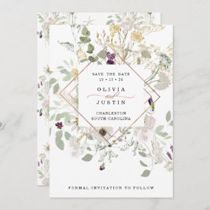 Wildblumen   Delikate Rose Gold Geometric Save The Date