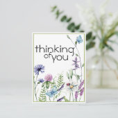 Wildblumen Denken Sie an Postkarte (Stehend Vorderseite)