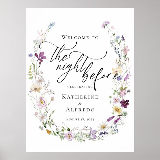 Wildblumen Der Abend vor der Probe willkommen Poster (Vorne)