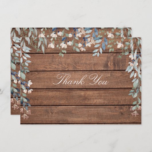 Wildblumen der Blüte Rustikales Holz Dankeskarte (Vorne/Hinten)