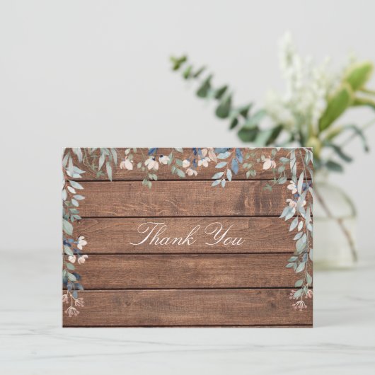 Wildblumen der Blüte Rustikales Holz Dankeskarte (Stehend Vorderseite)