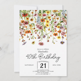 Wildblumen der einfachen Natur 40. Geburtstag Einladung