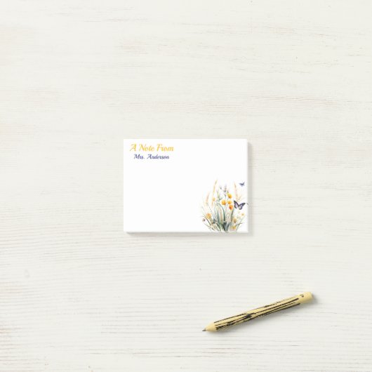 Wildblumen der Lehrer Post-it Klebezettel (Auf Schreibtisch)